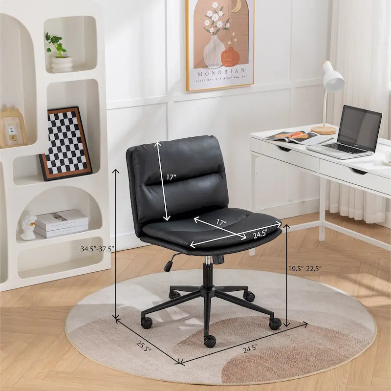 Chaise de bureau pivotante Roundhill Bizerte avec siège large et dossier croisé, chaise de vanité
