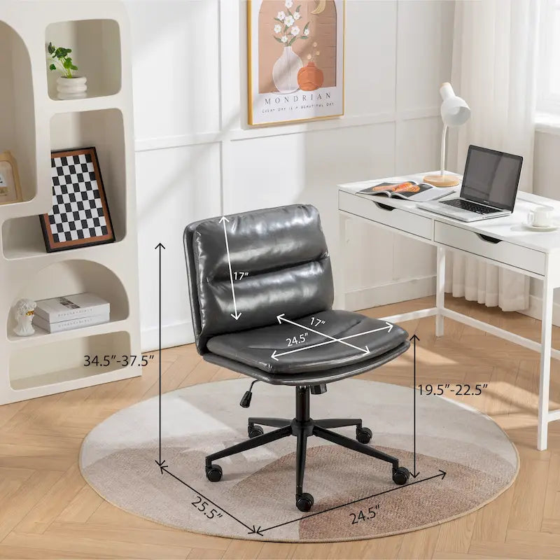 Chaise de bureau pivotante Roundhill Bizerte avec siège large et dossier croisé, chaise de vanité