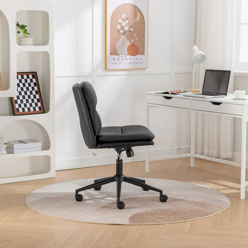 Chaise de bureau pivotante Roundhill Bizerte avec siège large et dossier croisé, chaise de vanité