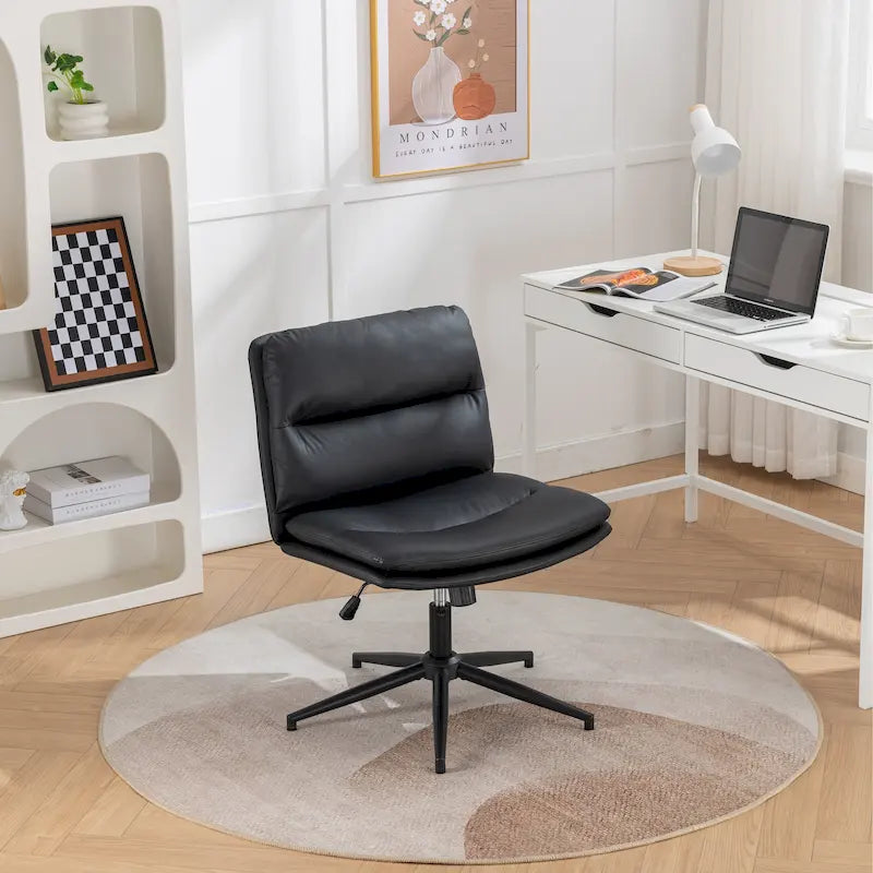 Chaise de bureau pivotante Roundhill Bizerte avec siège large et dossier croisé, chaise de vanité