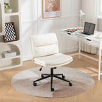 Chaise de bureau pivotante Roundhill Bizerte avec siège large et dossier croisé, chaise de vanité