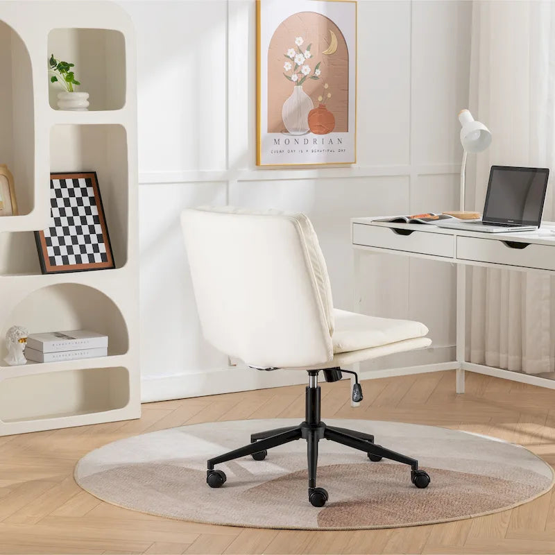 Chaise de bureau pivotante Roundhill Bizerte avec siège large et dossier croisé, chaise de vanité