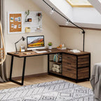 Reversible L Shaped Desk With File Drawers, Corner Computer Desk