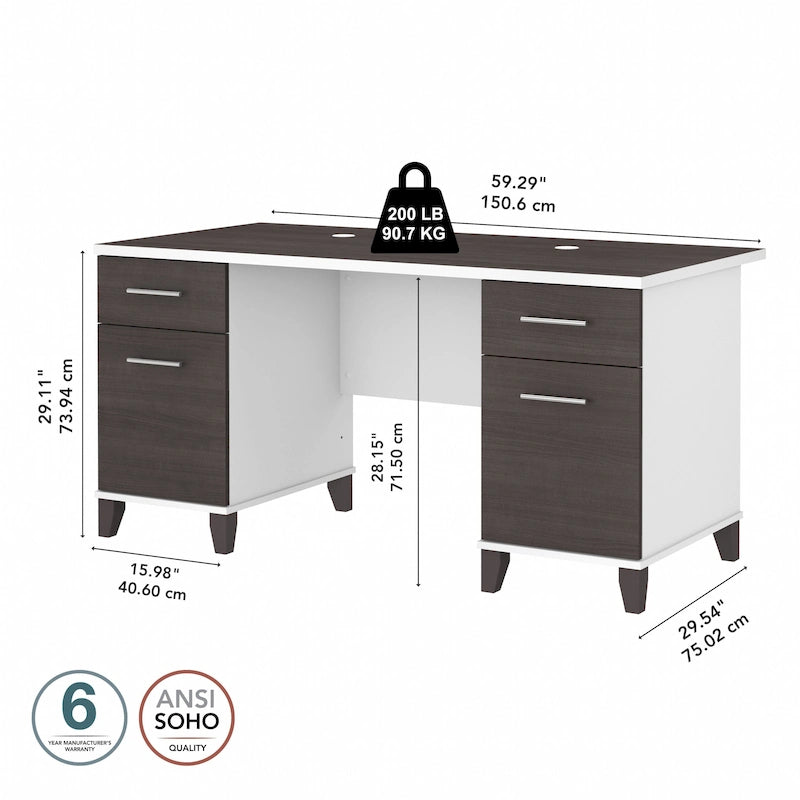 Bureau d'ordinateur de 60 po Bush Furniture Somerset avec tiroirs