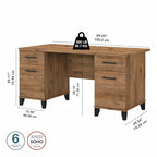 Bureau d'ordinateur de 60 po Bush Furniture Somerset avec tiroirs