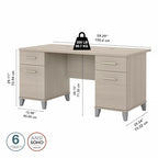 Bureau d'ordinateur de 60 po Bush Furniture Somerset avec tiroirs