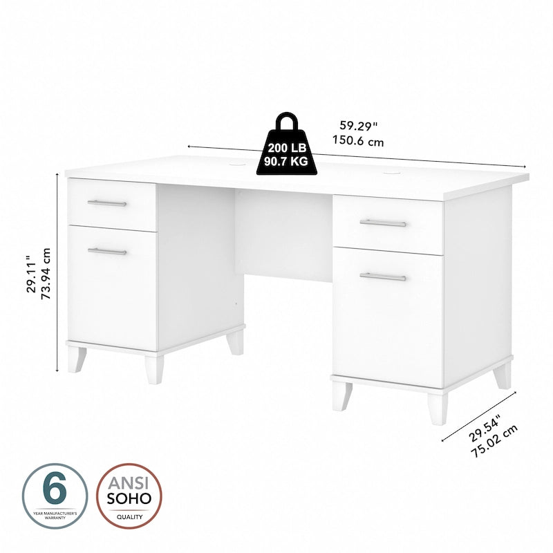 Bureau d'ordinateur de 60 po Bush Furniture Somerset avec tiroirs
