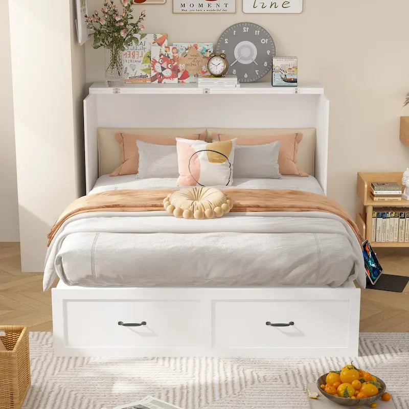 Lit double armoire commode Lit avec tiroir convertible en meuble cube