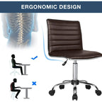 BOSSIN Adjustable Home Office Chair, Mid-Back Armless Ribbed Swivel Task Chair,Vanity Chair for Small Space, Livingroom Make-up