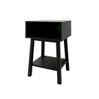 Table de chevet avec casier de style Mid-Century Modern en planches et poutres