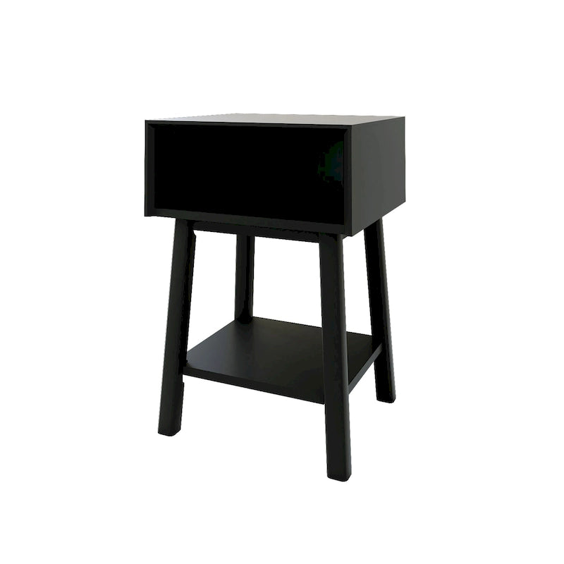 Table de chevet avec casier de style Mid-Century Modern en planches et poutres