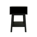 Table de chevet avec casier de style Mid-Century Modern en planches et poutres