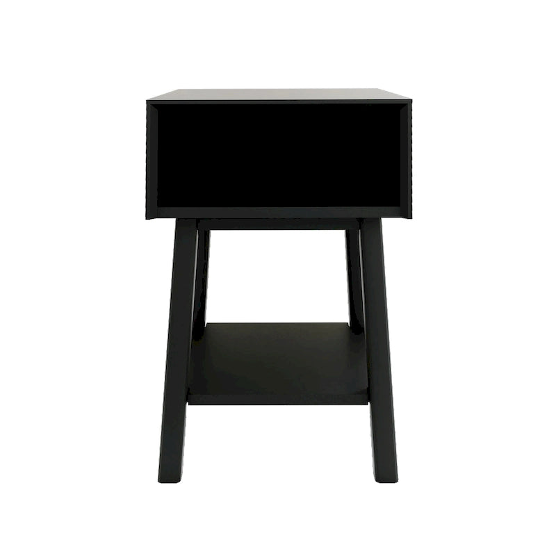 Table de chevet avec casier de style Mid-Century Modern en planches et poutres