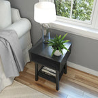 Table de chevet avec casier de style Mid-Century Modern en planches et poutres