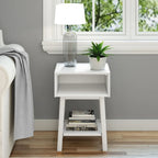 Table de chevet avec casier de style Mid-Century Modern en planches et poutres