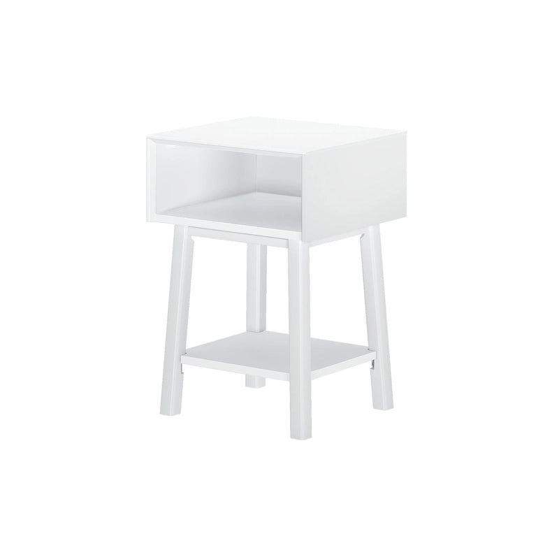 Table de chevet avec casier de style Mid-Century Modern en planches et poutres