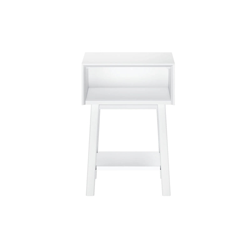Table de chevet avec casier de style Mid-Century Modern en planches et poutres