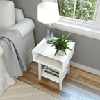 Table de chevet avec casier de style Mid-Century Modern en planches et poutres