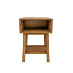 Table de chevet avec casier de style Mid-Century Modern en planches et poutres