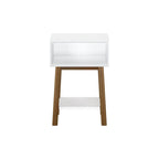Table de chevet avec casier de style Mid-Century Modern en planches et poutres