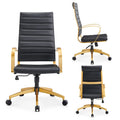 Sillón de oficina giratorio de piel sintética acanalada con altura ajustable