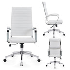 Sillón de oficina giratorio de piel sintética acanalada con altura ajustable