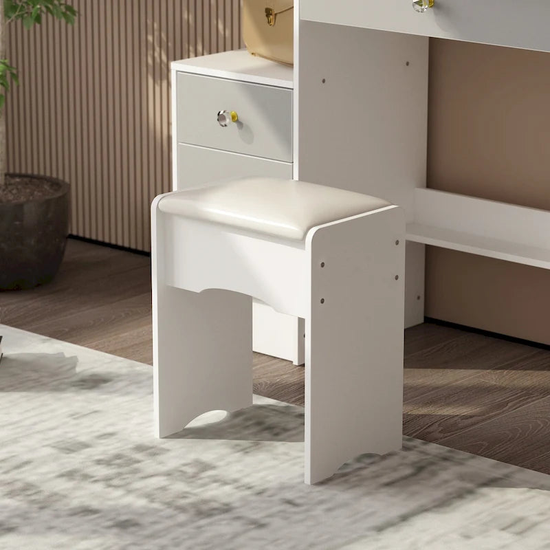 Timechee Makeup Vanity Set with Sliding Lighted Mirror Dressing Table - 33L x 15.7W x 52.4H