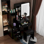 Timechee Makeup Vanity Set with Sliding Lighted Mirror Dressing Table - 33L x 15.7W x 52.4H