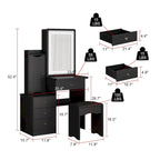 Timechee Makeup Vanity Set with Sliding Lighted Mirror Dressing Table - 33L x 15.7W x 52.4H