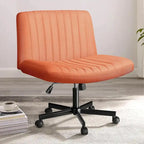 Chaise de bureau sans accoudoirs Bossin Criss Cross avec roulettes, chaise à pieds croisés rembourrée en tissu, chaise de vanité pivotante à siège large