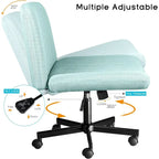 Chaise de bureau sans accoudoirs Bossin Criss Cross avec roulettes, chaise à pieds croisés rembourrée en tissu, chaise de vanité pivotante à siège large