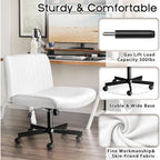 Chaise de bureau sans accoudoirs Bossin Criss Cross avec roulettes, chaise à pieds croisés rembourrée en tissu, chaise de vanité pivotante à siège large