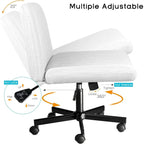 Chaise de bureau sans accoudoirs Bossin Criss Cross avec roulettes, chaise à pieds croisés rembourrée en tissu, chaise de vanité pivotante à siège large