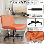Chaise de bureau sans accoudoirs Bossin Criss Cross avec roulettes, chaise à pieds croisés rembourrée en tissu, chaise de vanité pivotante à siège large