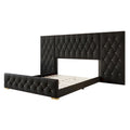 Lit plateforme capitonné en velours luxueux CraftPorch avec panneaux muraux