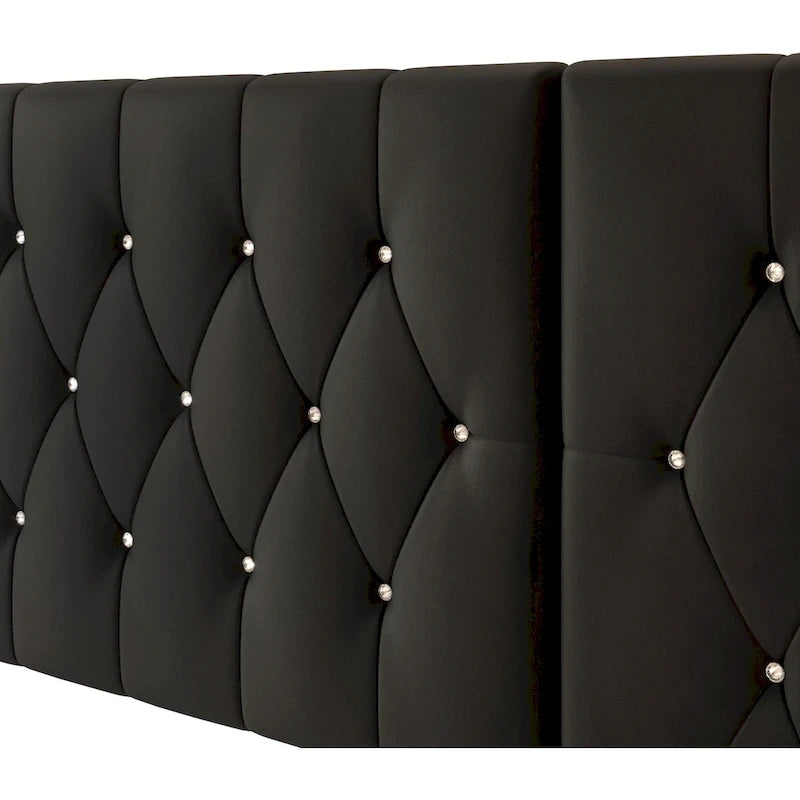 Lit plateforme capitonné en velours luxueux CraftPorch avec panneaux muraux