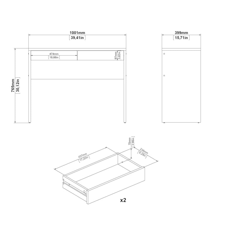 Porch & Den Wilbur Home Office Writing Desk with 2 Storage Drawers