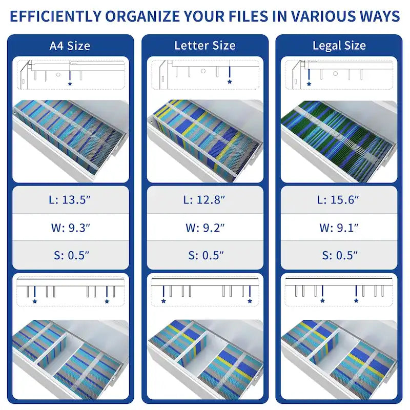 35W 2/3/4-drawer Lateral Locking Steel File Cabinet for A4, Legal, Letter