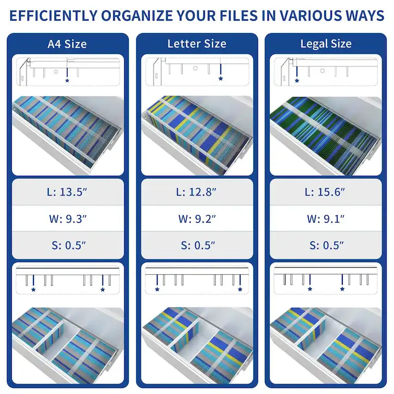 35W 2/3/4-drawer Lateral Locking Steel File Cabinet for A4, Legal, Letter