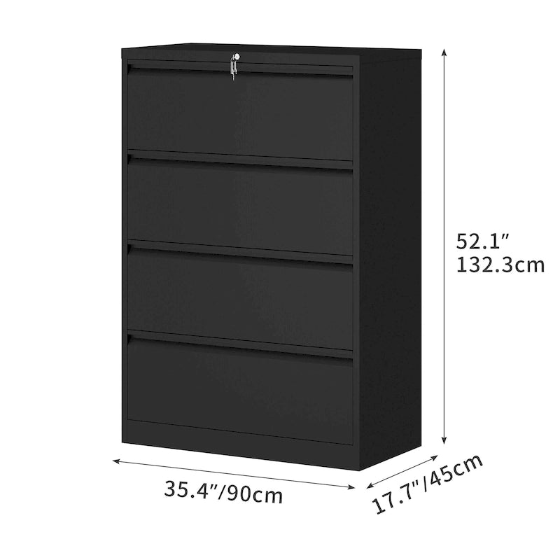35W 2/3/4-drawer Lateral Locking Steel File Cabinet for A4, Legal, Letter