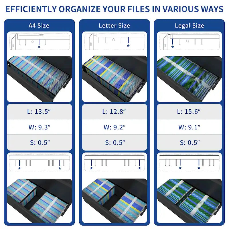 35W 2/3/4-drawer Lateral Locking Steel File Cabinet for A4, Legal, Letter