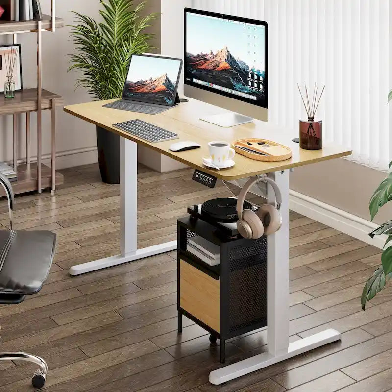Futzca Height Adjustable Electric Standing Desk Sit Stand Computer Stand up Desk with Splice Board