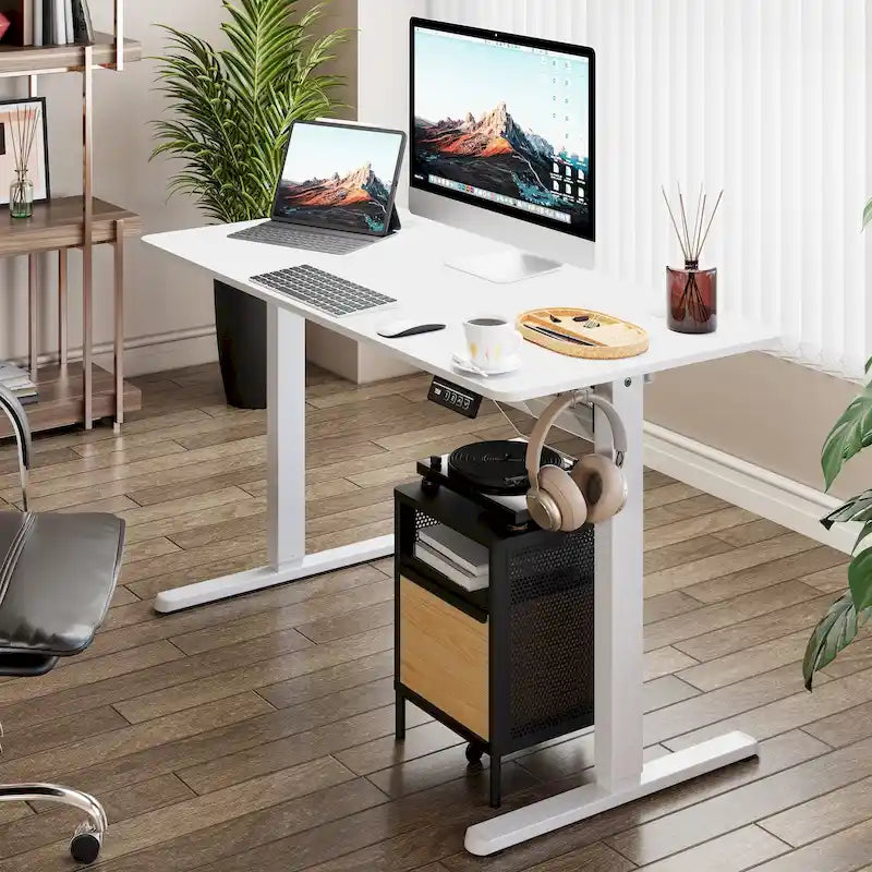 Futzca Bureau assis debout électrique réglable en hauteur avec plateau en épicéa
