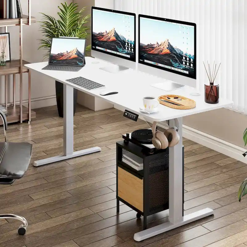 Futzca Bureau assis debout électrique réglable en hauteur avec plateau en épicéa