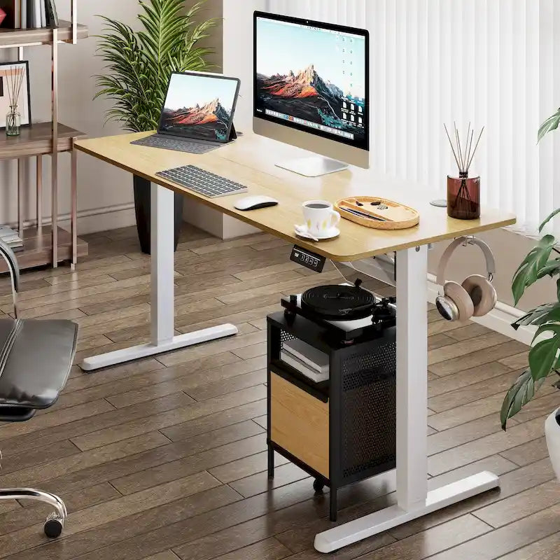 Futzca Bureau assis debout électrique réglable en hauteur avec plateau en épicéa