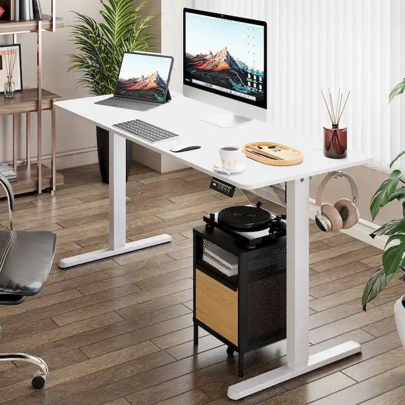 Futzca Bureau assis debout électrique réglable en hauteur avec plateau en épicéa