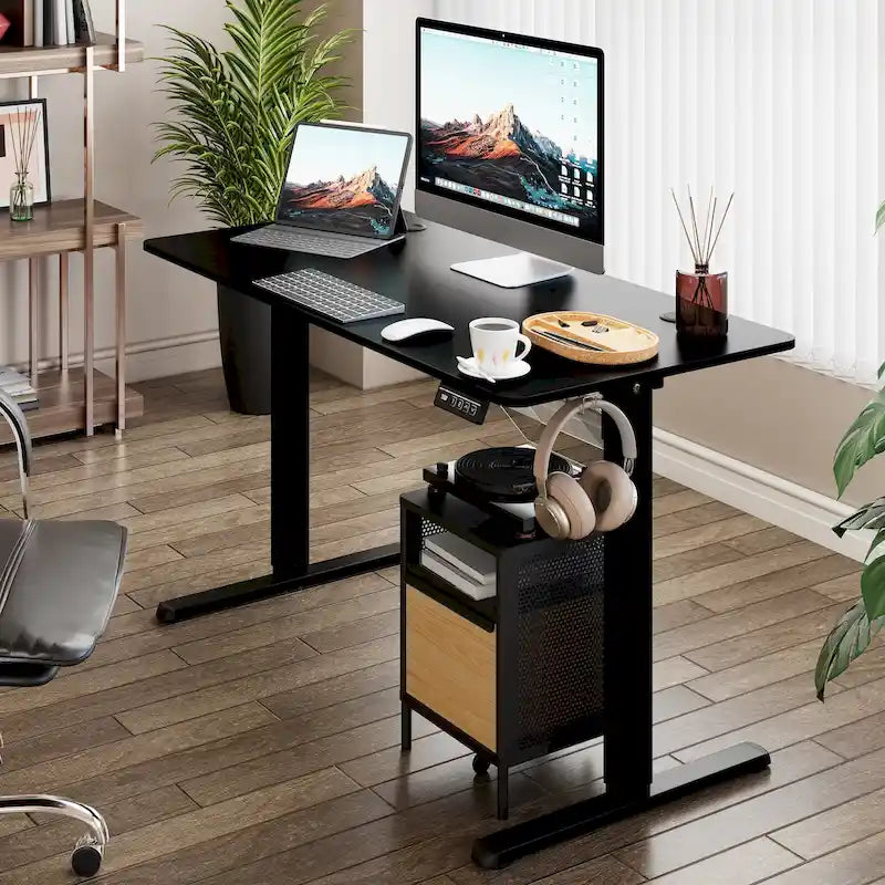 Futzca Bureau assis debout électrique réglable en hauteur avec plateau en épicéa