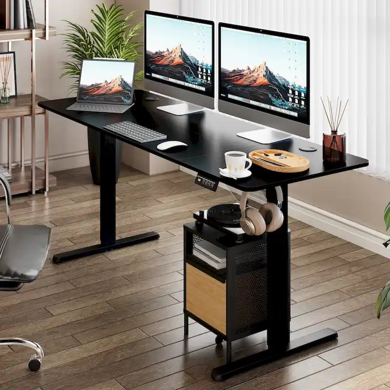 Futzca Height Adjustable Electric Standing Desk Sit Stand Computer Stand up Desk with Splice Board