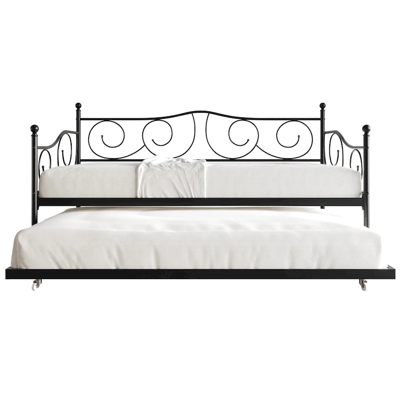 Lit de repos double contemporain en métal CraftPorch avec lit gigogne
