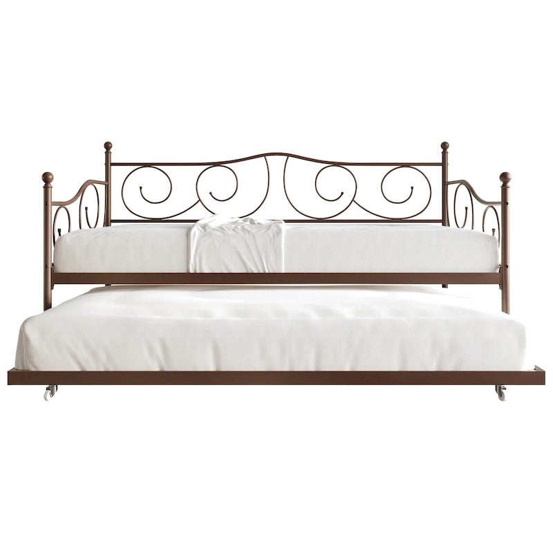 Lit de repos double contemporain en métal CraftPorch avec lit gigogne